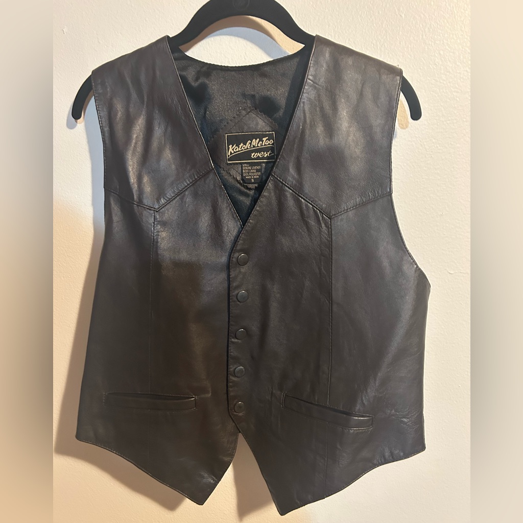 Match Me Too West Genuine Leather Dark Brown Vest